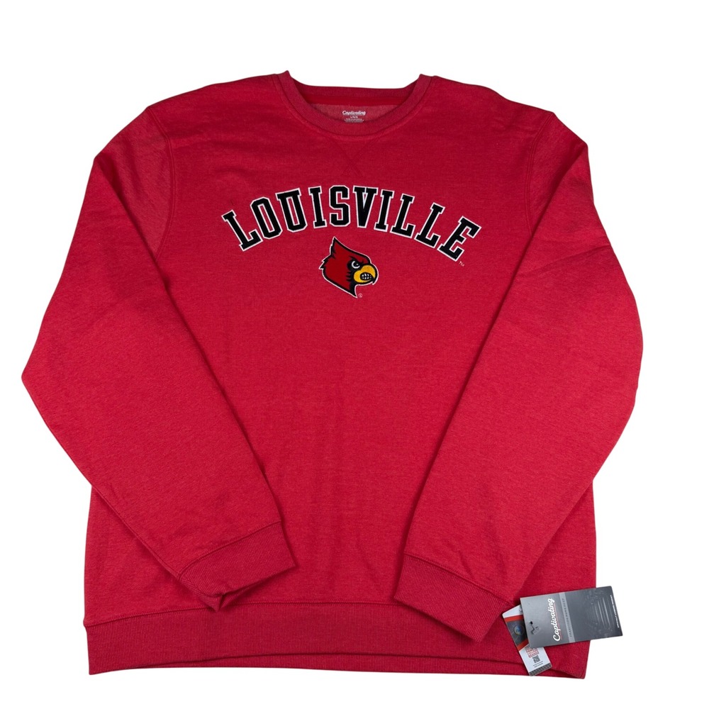 Captivating Mens Red Louisville Cardinals Crewneck Sweatshirt L‎ NWT